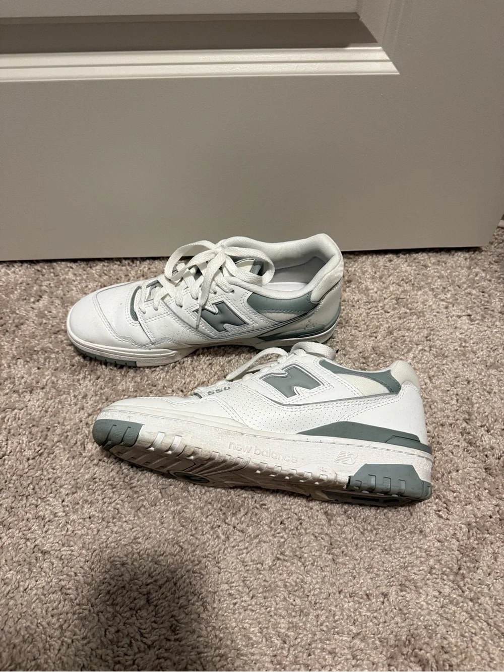 New Balance 550 White with Light Grayish-Blue Accents